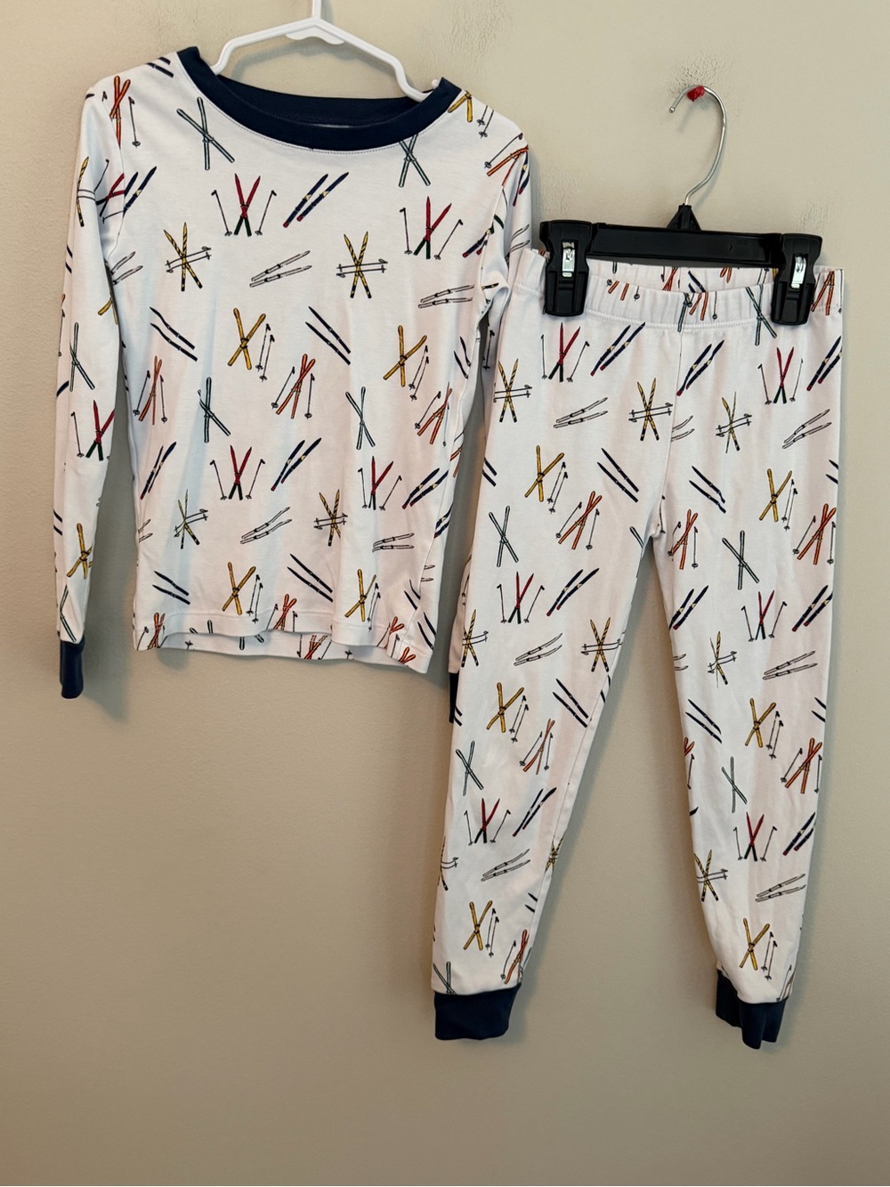 Lake White Ski-Print Long Sleeve Pajama Set
